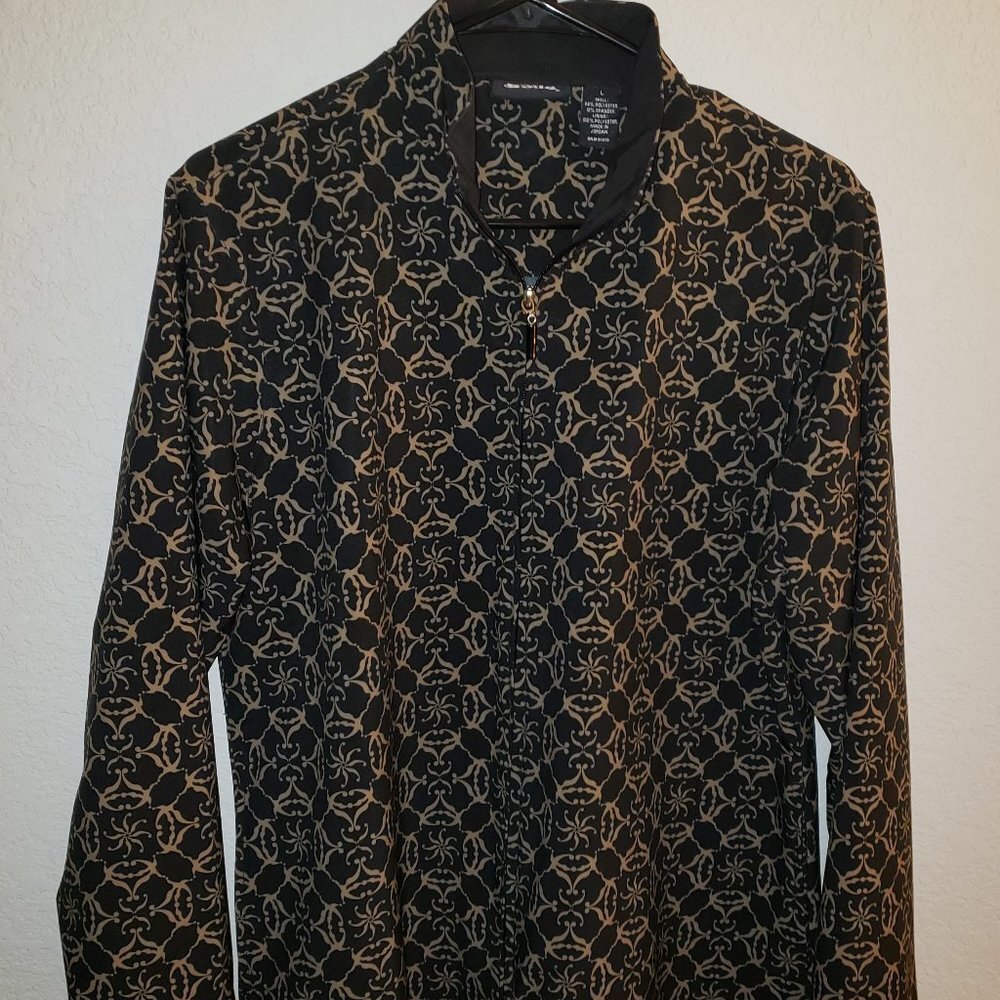 Bolle Size L, Women, light weight windbreaker Full zip, lined, black and tan.